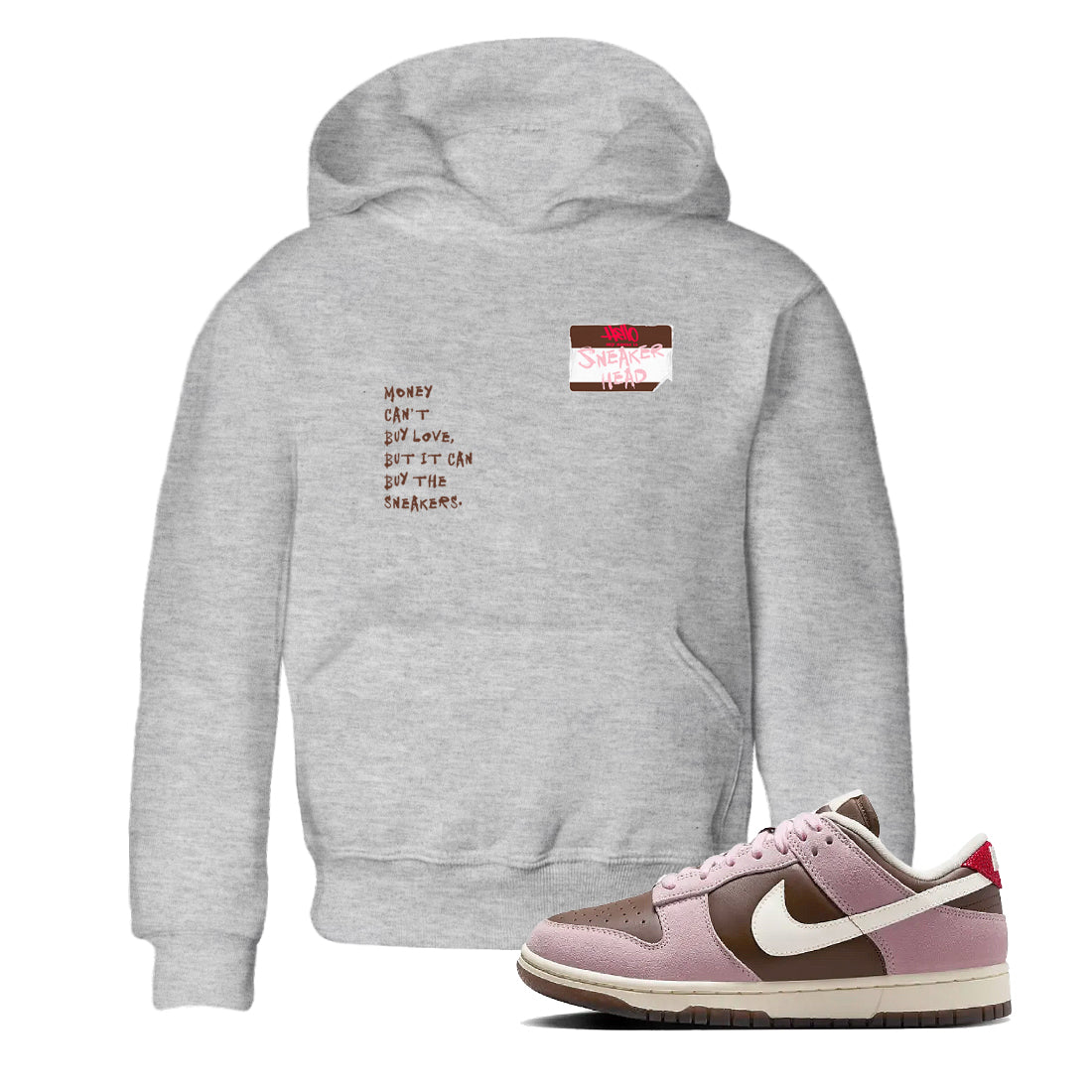 Dunk Cacao Wow And Pink Foam shirts to match jordans Sneakerhead Badge sneaker match tees Dunk Cacao Wow And Pink Foam SNRT Sneaker Tees streetwear brand Baby and Youth Heather Grey 1 cotton tee