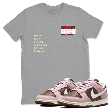 Dunk Cacao Wow And Pink Foam shirts to match jordans Sneakerhead Badge sneaker match tees Dunk Cacao Wow And Pink Foam SNRT Sneaker Tees streetwear brand Heather Grey 1 unisex cotton tee