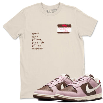 Dunk Cacao Wow And Pink Foam shirts to match jordans Sneakerhead Badge sneaker match tees Dunk Cacao Wow And Pink Foam SNRT Sneaker Tees streetwear brand Natural 1 unisex cotton tee