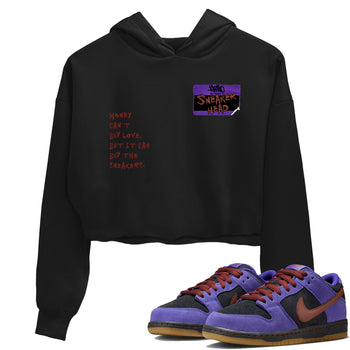 Sneaker match tees – Sneaker Threads To Match Dunk Low Persian Violet Shoes – Sneakerhead Badge Crop T-Shirt Black 1