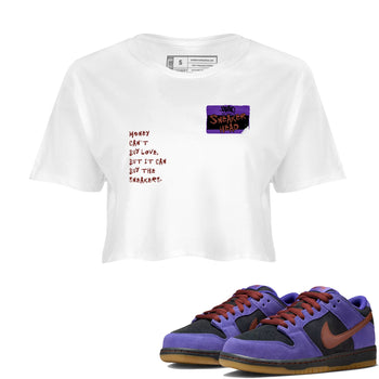 Sneaker match tees – Sneaker Threads To Match Dunk Low Persian Violet Shoes – Sneakerhead Badge Crop T-Shirt White 1