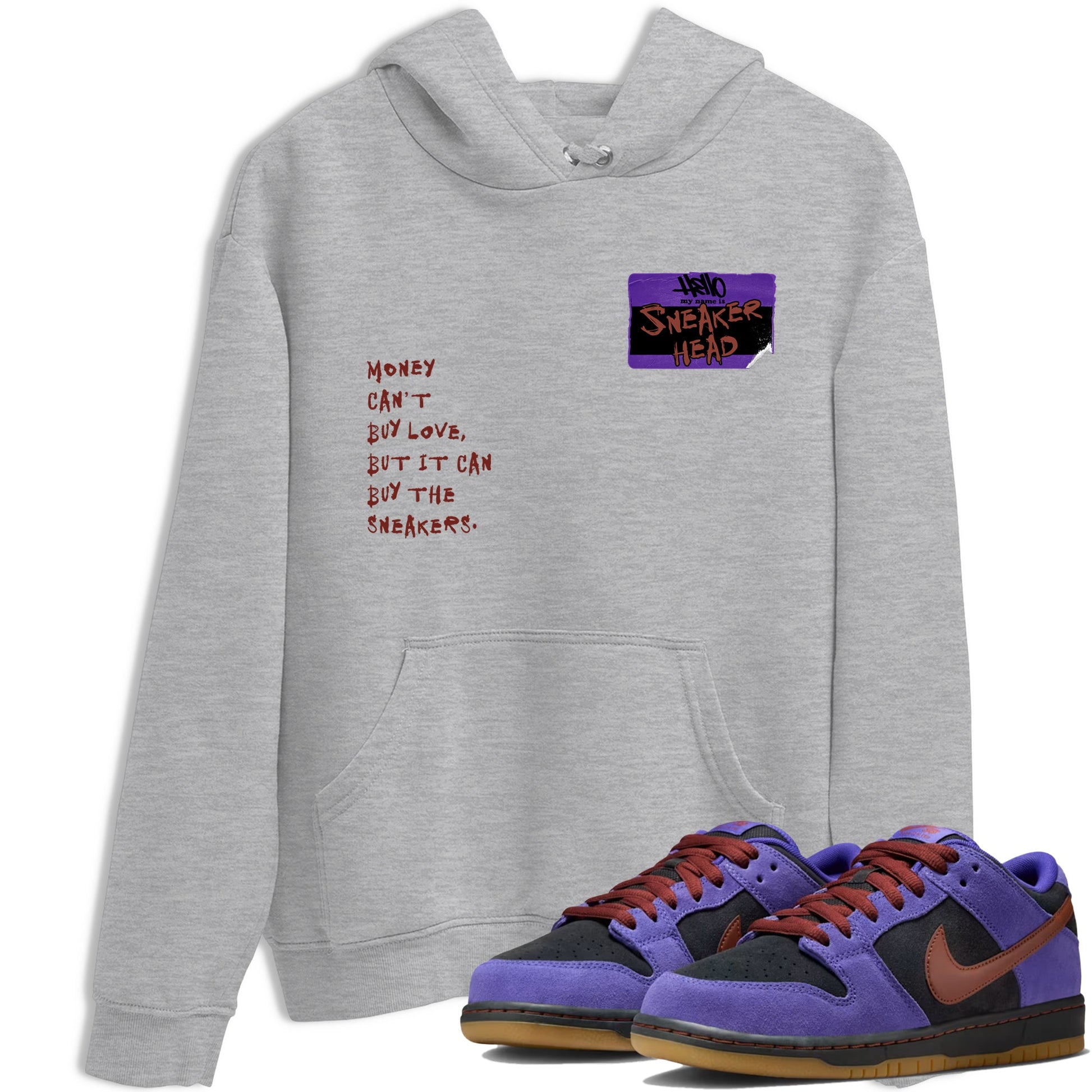 Sneaker match tees – Sneaker Threads To Match Dunk Low Persian Violet Shoes – Sneakerhead Badge Tee Heather Grey 1