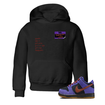 Sneaker match tees – Sneaker Threads To Match Dunk Low Persian Violet Shoes – Sneakerhead Badge Kids T-Shirt Black 1
