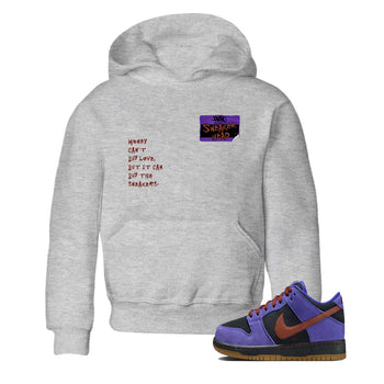 Sneaker match tees – Sneaker Threads To Match Dunk Low Persian Violet Shoes – Sneakerhead Badge Kids T-Shirt Heather Grey 1