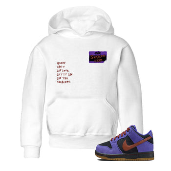 Sneaker match tees – Sneaker Threads To Match Dunk Low Persian Violet Shoes – Sneakerhead Badge Kids T-Shirt White 1
