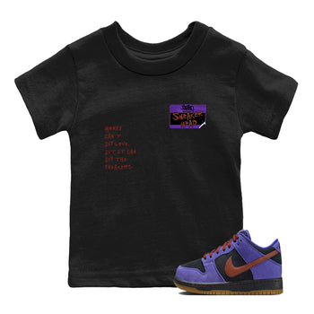 Sneaker match tees – Sneaker Threads To Match Dunk Low Persian Violet Shoes – Sneakerhead Badge Kids T-Shirt Black 1