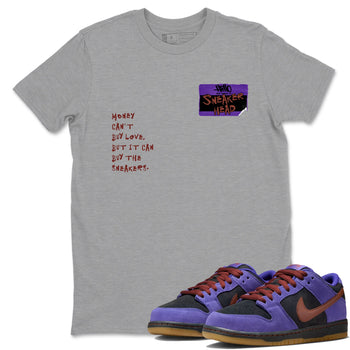 Sneaker match tees – Sneaker Threads To Match Dunk Low Persian Violet Shoes – Sneakerhead Badge Tee Heather Grey 1