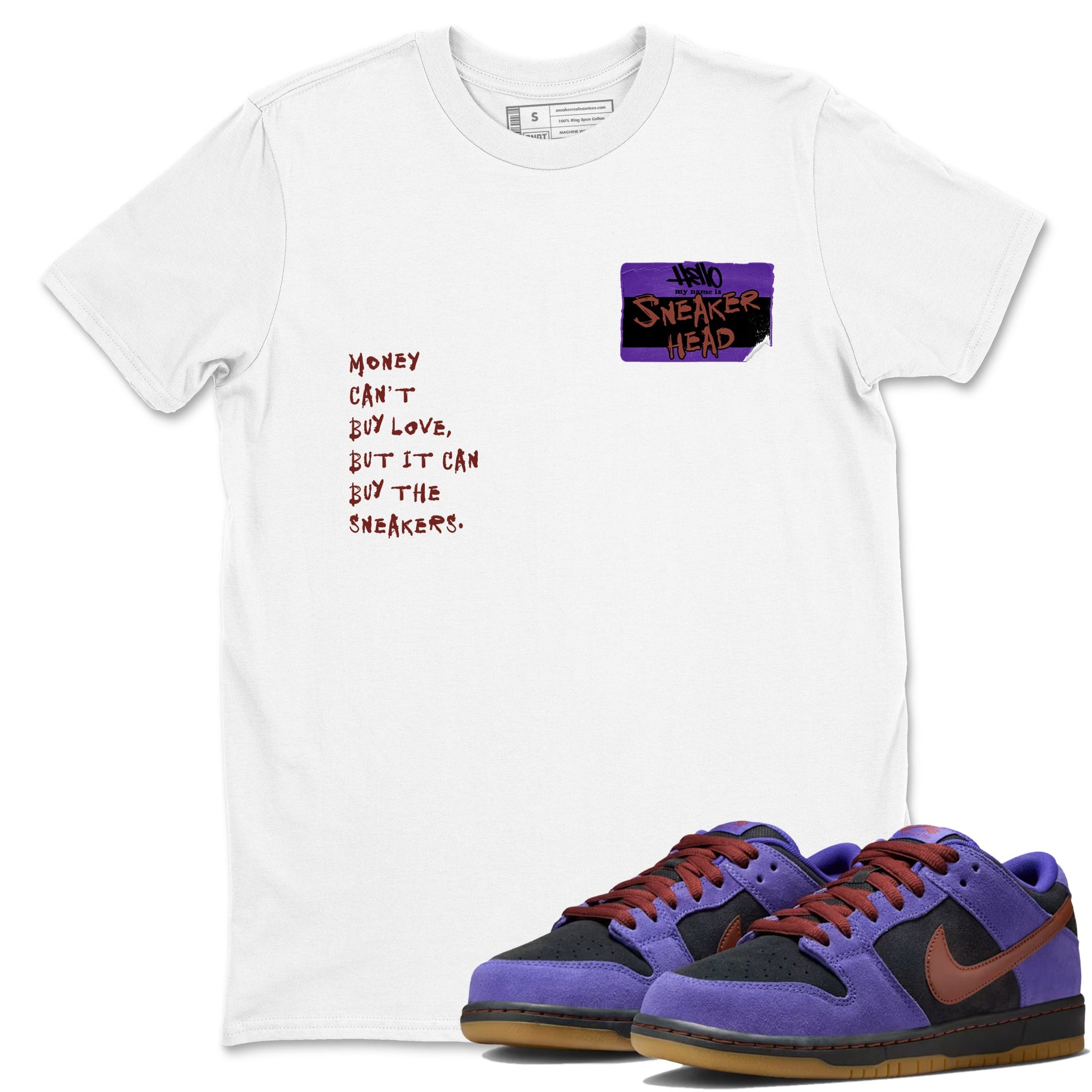 Sneaker match tees – Sneaker Threads To Match Dunk Low Persian Violet Shoes – Sneakerhead Badge Tee White 1