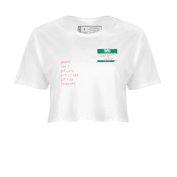 Dunk Medium Soft Pink Malachite shirt to match jordans Sneakerhead Badge sneaker tees Dunk Medium Soft Pink Malachite SNRT Sneaker Release Tees White 2 crop length shirt
