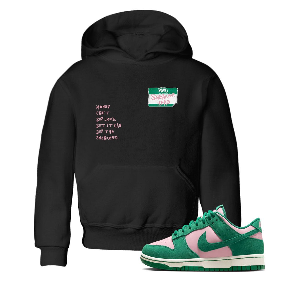 Dunk Medium Soft Pink Malachite shirt to match jordans Sneakerhead Badge sneaker tees Dunk Medium Soft Pink Malachite SNRT sneaker release tees baby toddler Black 1 cotton Shirt