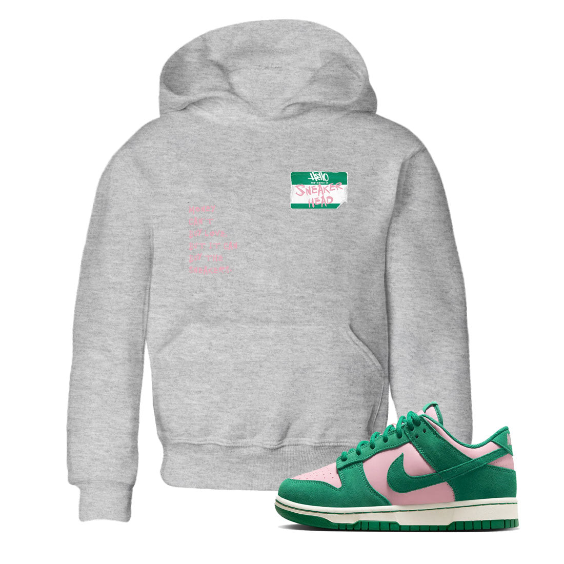 Dunk Medium Soft Pink Malachite shirt to match jordans Sneakerhead Badge sneaker tees Dunk Medium Soft Pink Malachite SNRT sneaker release tees baby toddler Heather Grey 1 cotton Shirt