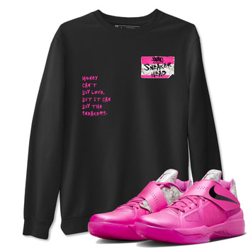 Nike KD 4 Retro Aunt Pearl shirts to match jordans Sneakerhead Badge sneaker match tees Nike KD 4 Aunt Pearl match shoes to clothes SNRT Sneaker Tees unisex cotton Black 1 shirts