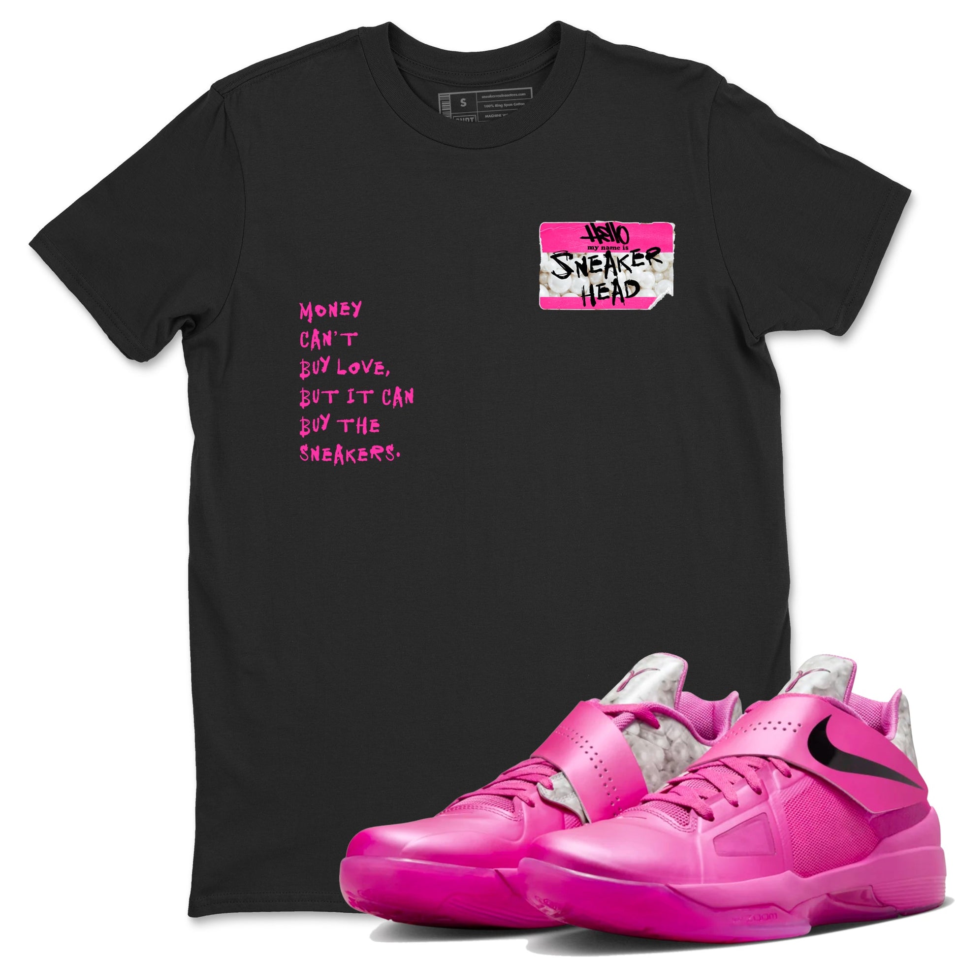 Nike KD 4 Retro Aunt Pearl shirts to match jordans Sneakerhead Badge sneaker match tees Nike KD 4 Aunt Pearl match shoes to clothes SNRT Sneaker Tees unisex cotton Black 1 shirts