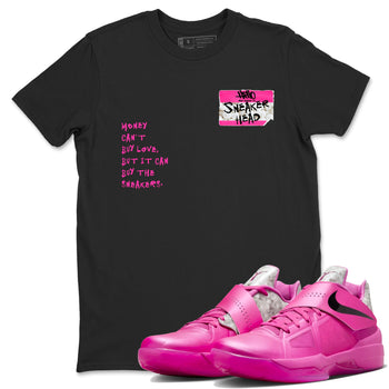 Nike KD 4 Retro Aunt Pearl shirts to match jordans Sneakerhead Badge sneaker match tees Nike KD 4 Aunt Pearl match shoes to clothes SNRT Sneaker Tees unisex cotton Black 1 shirts