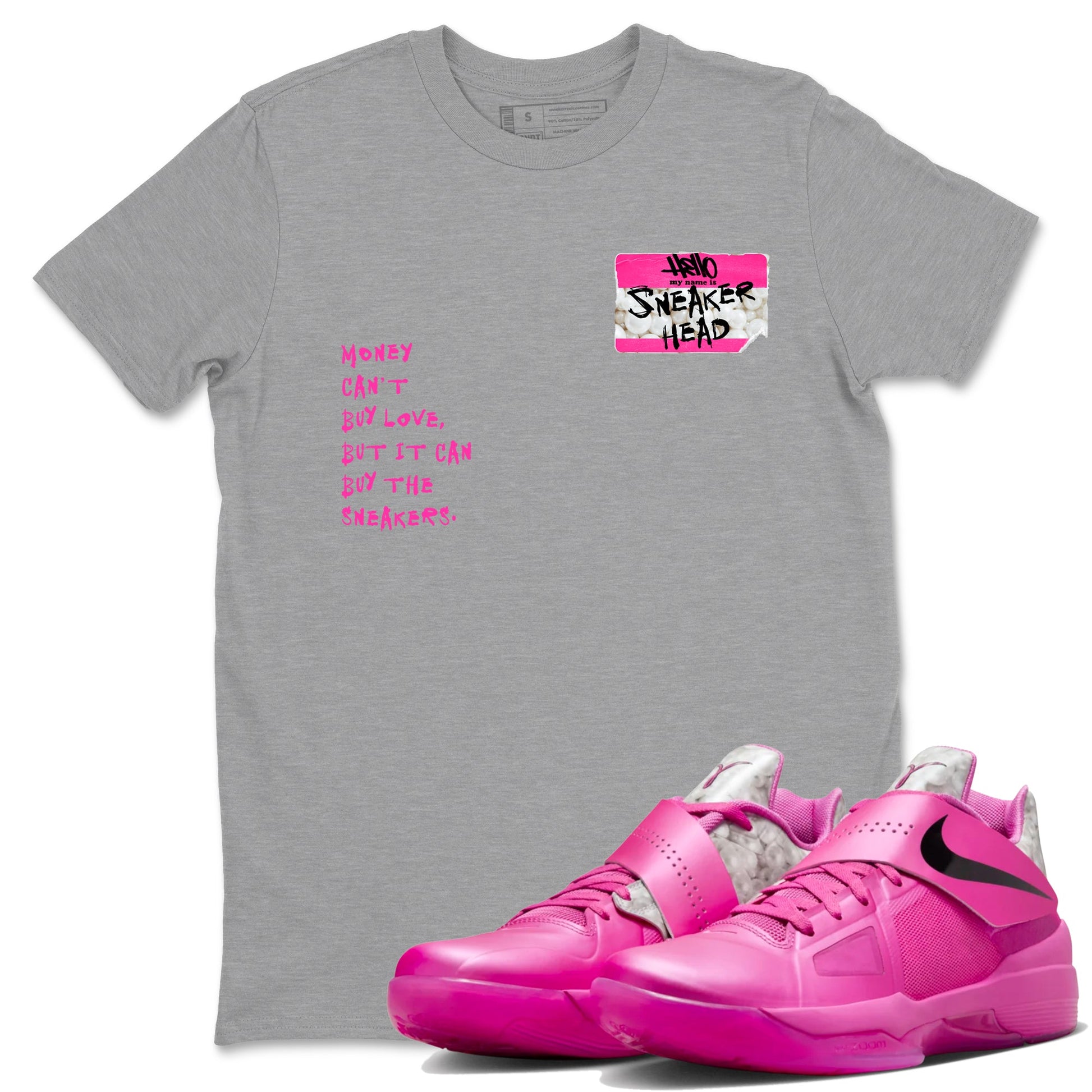 Nike KD 4 Retro Aunt Pearl shirts to match jordans Sneakerhead Badge sneaker match tees Nike KD 4 Aunt Pearl match shoes to clothes SNRT Sneaker Tees unisex cotton Heather Grey 1 shirts