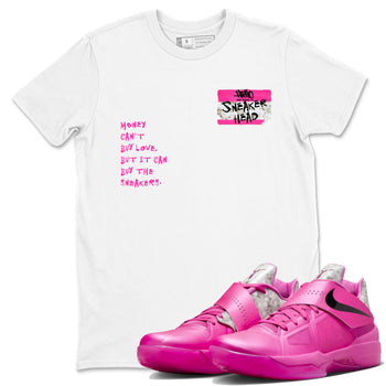 Nike KD 4 Retro Aunt Pearl shirts to match jordans Sneakerhead Badge sneaker match tees Nike KD 4 Aunt Pearl match shoes to clothes SNRT Sneaker Tees unisex cotton White 1 shirts