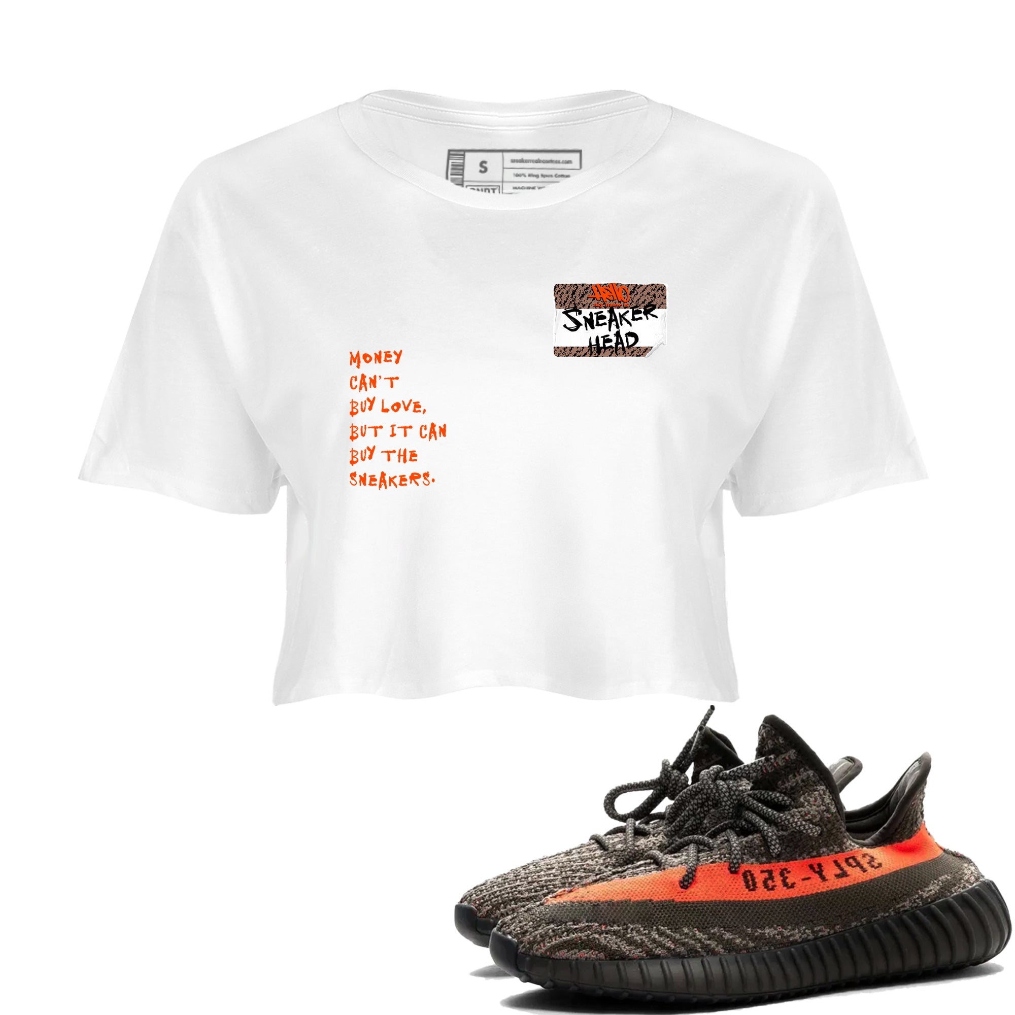 Yeezy 350 Carbon Beluga shirts to match jordans Sneakerhead Badge sneaker match tees Yeezy 350 Carbon Beluga match shoes to clothes SNRT Sneaker Tees unisex cotton White 1 crop tee