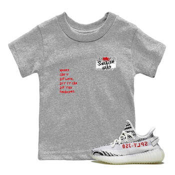 Yeezy 350 Zebra shirts to match jordans Sneakerhead Badge sneaker match tees Yeezy 350 Zebra match shoes to clothes SNRT Sneaker Tees Youth Baby Heather Grey 1 tee