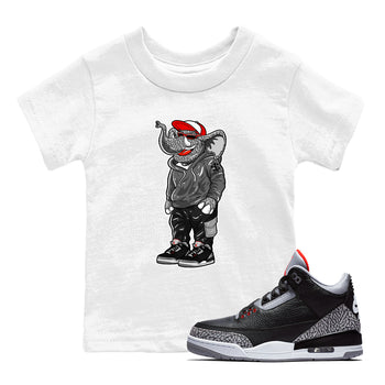 3s Black Cement shirts to match jordans Sneakerhead Elephant sneaker match tees Air Jordan 3 Retro OG Black Cement match shoes to clothes SNRT Sneaker Tees Youth Baby White 1 tee