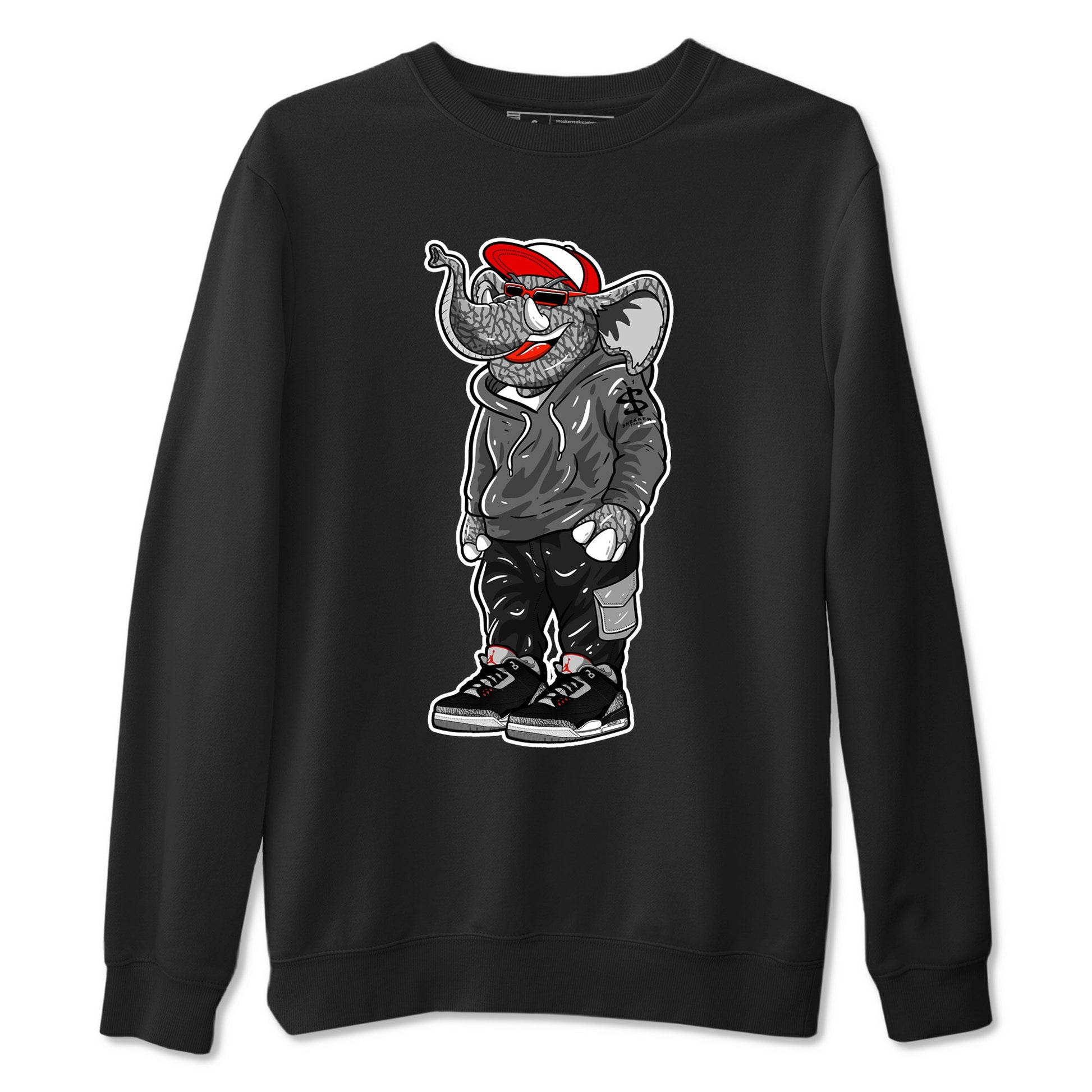 3s Black Cement shirts to match jordans Sneakerhead Elephant sneaker match tees Air Jordan 3 Retro OG Black Cement match shoes to clothes SNRT Sneaker Tees unisex cotton Black 2 shirts