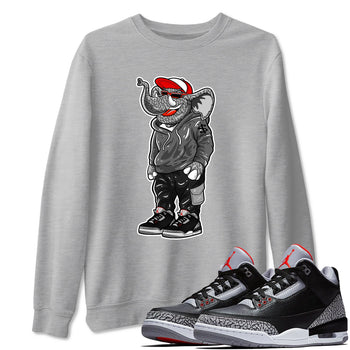 3s Black Cement shirts to match jordans Sneakerhead Elephant sneaker match tees Air Jordan 3 Retro OG Black Cement match shoes to clothes SNRT Sneaker Tees unisex cotton Heather Grey 1 shirts
