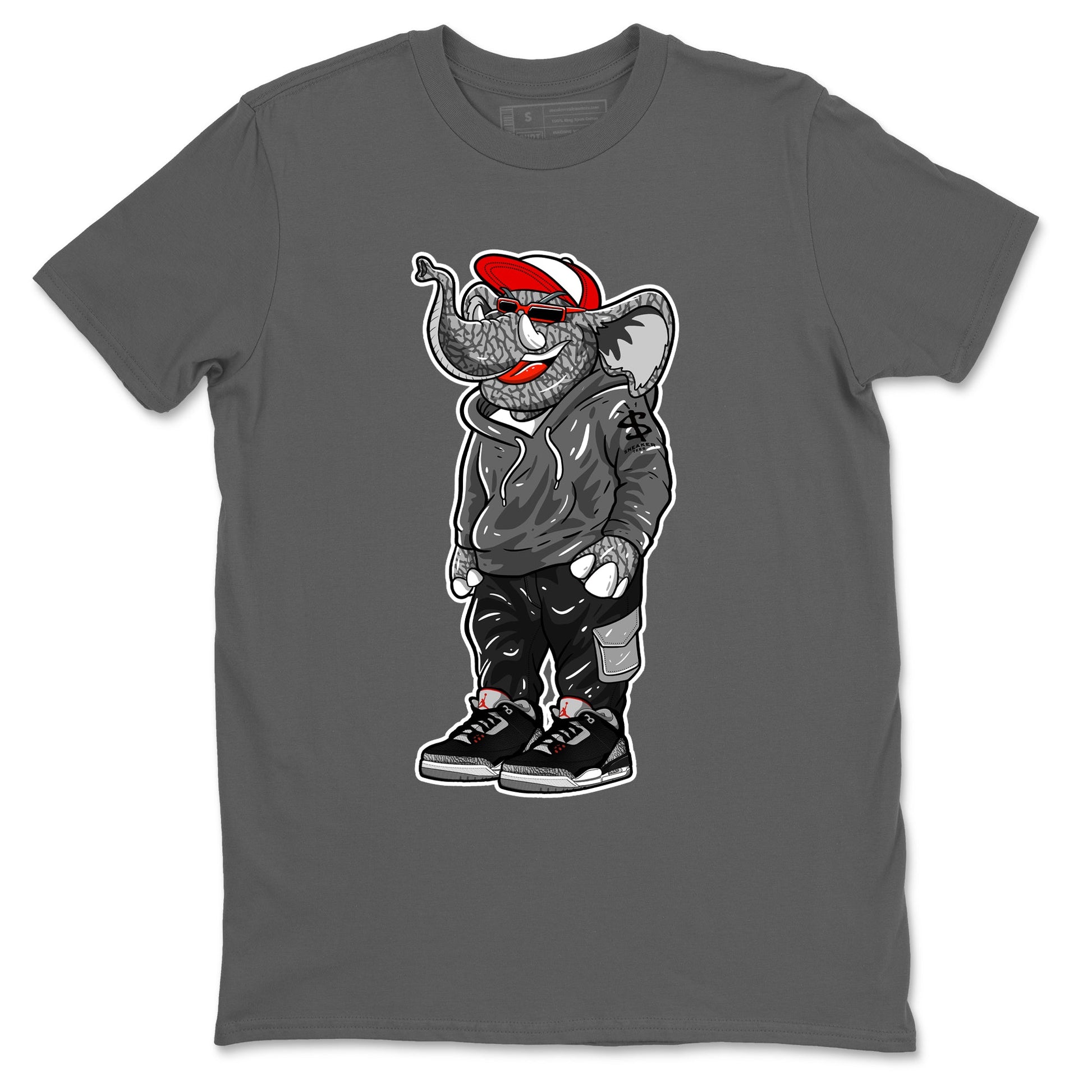 3s Black Cement shirts to match jordans Sneakerhead Elephant sneaker match tees Air Jordan 3 Retro OG Black Cement match shoes to clothes SNRT Sneaker Tees unisex cotton Cool Grey 2 shirts