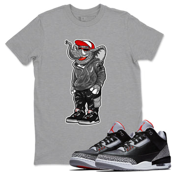3s Black Cement shirts to match jordans Sneakerhead Elephant sneaker match tees Air Jordan 3 Retro OG Black Cement match shoes to clothes SNRT Sneaker Tees unisex cotton Heather Grey 1 shirts
