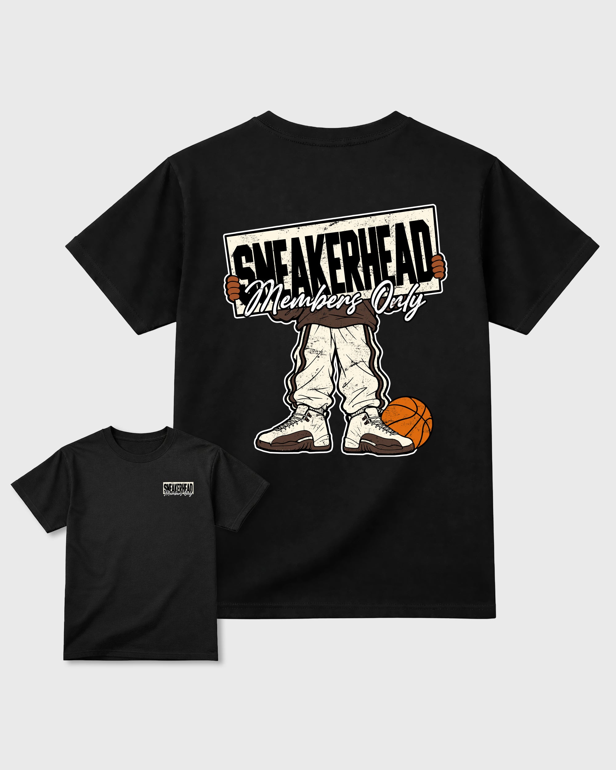 Sneakerhead Members Only Black Graphic T-Shirt - 3, sneaker matching shirt designed to pair with Air Jordan 12 Fireside sneakers for a coordinated streetwear outfit.