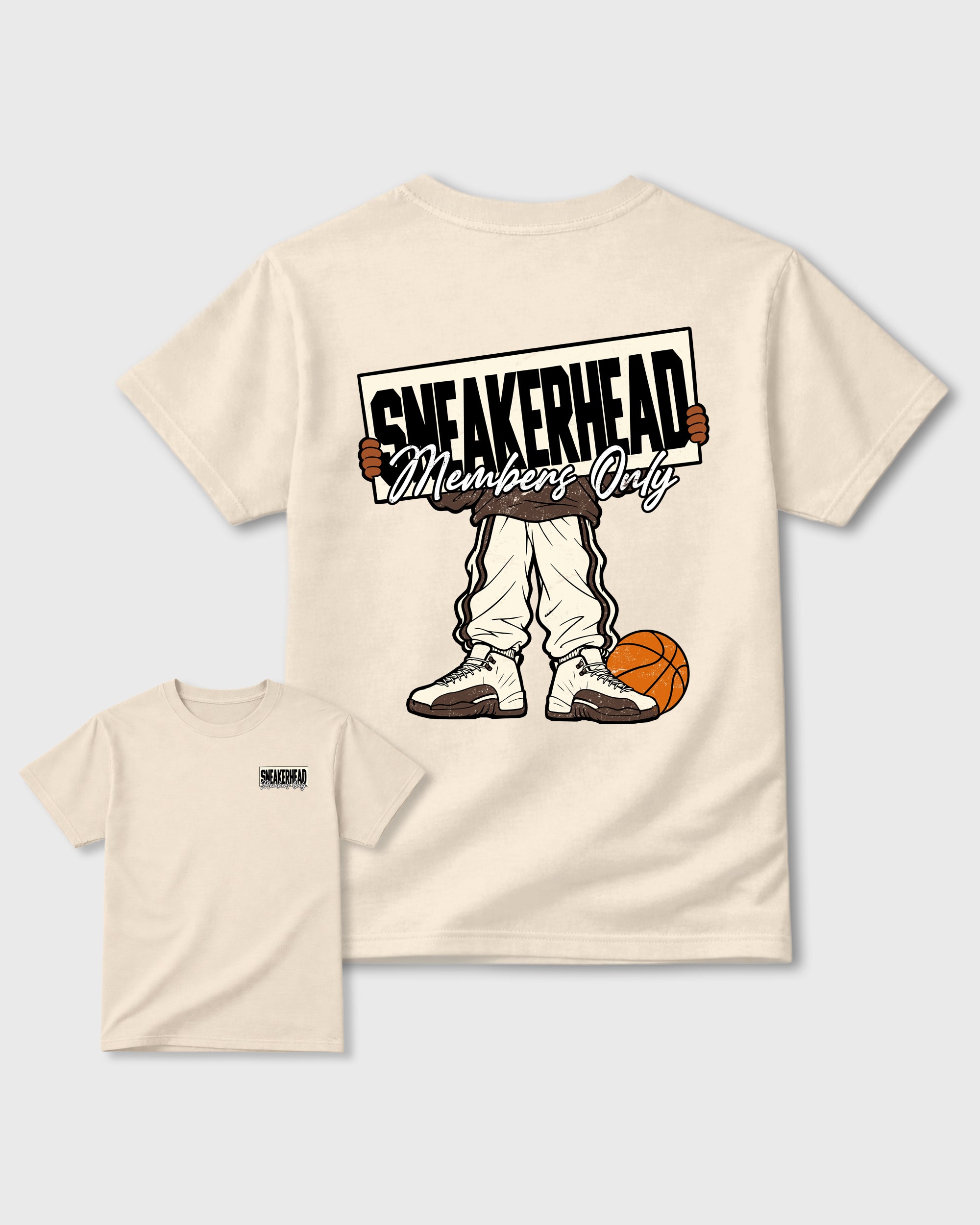 Sneakerhead Members Only Natural Graphic T-Shirt - 3, sneaker matching shirt designed to pair with Air Jordan 12 Fireside sneakers for a coordinated streetwear outfit.