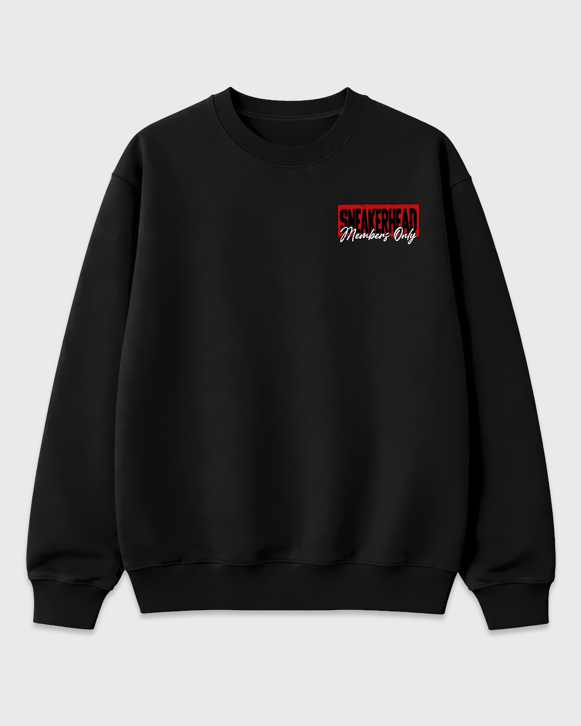 Sneakerhead Members Only Black Graphic Sweatshirt - 3, a graphic streetwear sweatshirt inspired by AJ5 Halloween sneakers for an easy coordinated sneaker fit.