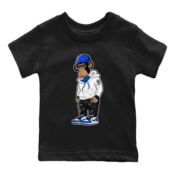 1s Game Royal shirts to match jordans Sneakerhead Monkey sneaker match tees Air Jordan 1 Retro Low OG Game Royal match shoes to clothes SNRT Sneaker Tees Youth Baby Black 2 tee
