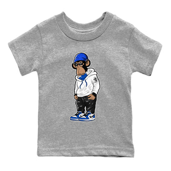 1s Game Royal shirts to match jordans Sneakerhead Monkey sneaker match tees Air Jordan 1 Retro Low OG Game Royal match shoes to clothes SNRT Sneaker Tees Youth Baby Heather Grey 2 tee