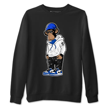 1s Game Royal shirts to match jordans Sneakerhead Monkey sneaker match tees Air Jordan 1 Retro Low OG Game Royal match shoes to clothes SNRT Sneaker Tees unisex cotton Black 2 shirts