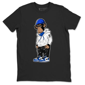 1s Game Royal shirts to match jordans Sneakerhead Monkey sneaker match tees Air Jordan 1 Retro Low OG Game Royal match shoes to clothes SNRT Sneaker Tees unisex cotton Black 2 shirts