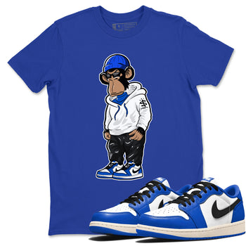 1s Game Royal shirts to match jordans Sneakerhead Monkey sneaker match tees Air Jordan 1 Retro Low OG Game Royal match shoes to clothes SNRT Sneaker Tees unisex cotton Royal Blue 1 shirts