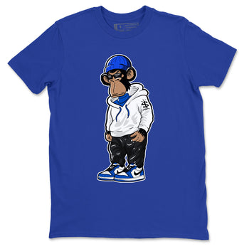 1s Game Royal shirts to match jordans Sneakerhead Monkey sneaker match tees Air Jordan 1 Retro Low OG Game Royal match shoes to clothes SNRT Sneaker Tees unisex cotton Royal Blue 2 shirts