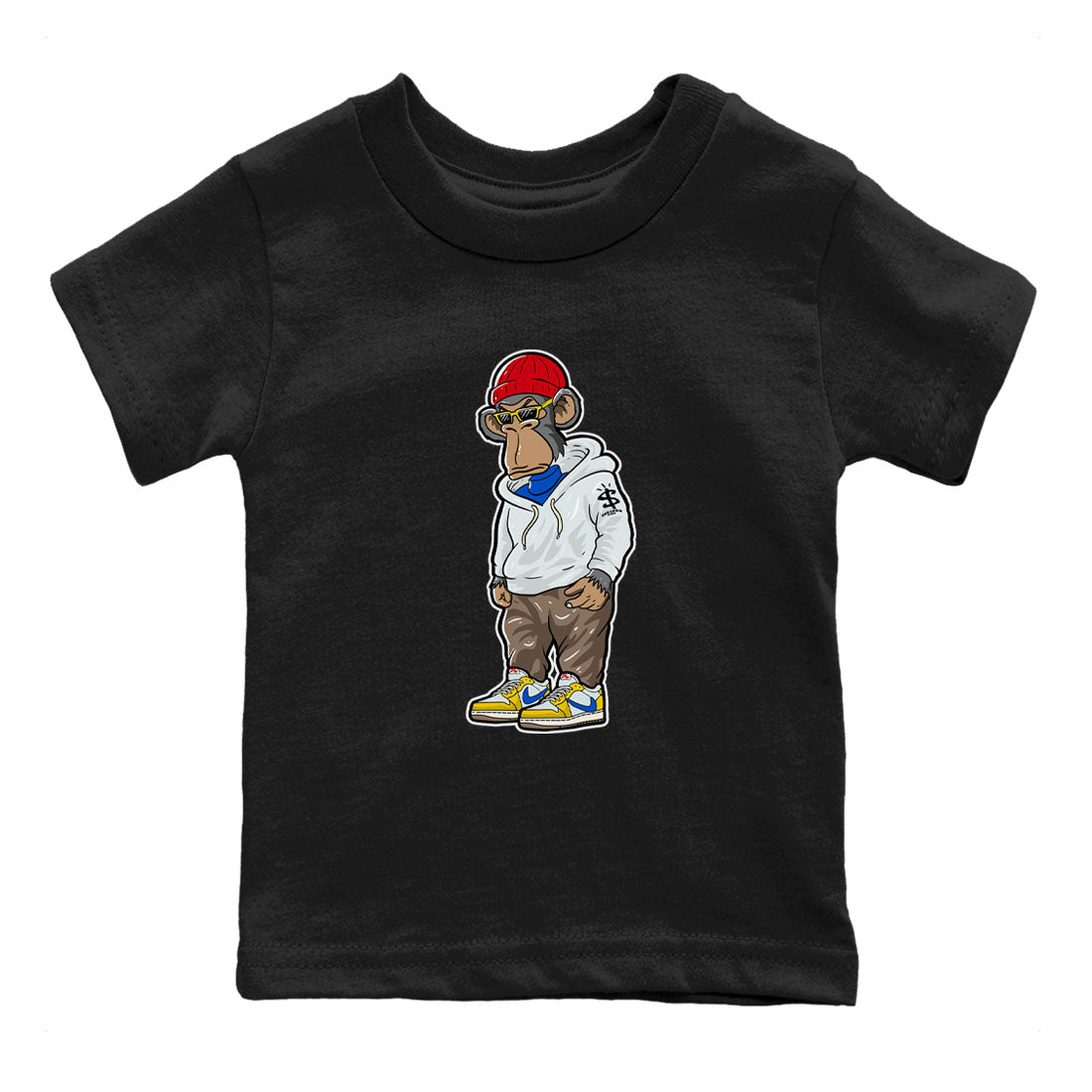 Air Jordan 1 Low x Travis Scott x Canary shirt to match jordans Sneakerhead Monkey sneaker tees Air Jordan 1 Travis Scott Canary Streetwear Brand SNRT Sneaker Release Tees baby toddler Black 2 cotton Shirt