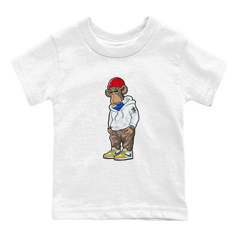 Air Jordan 1 Low x Travis Scott x Canary shirt to match jordans Sneakerhead Monkey sneaker tees Air Jordan 1 Travis Scott Canary Streetwear Brand SNRT Sneaker Release Tees baby toddler White 2 cotton Shirt