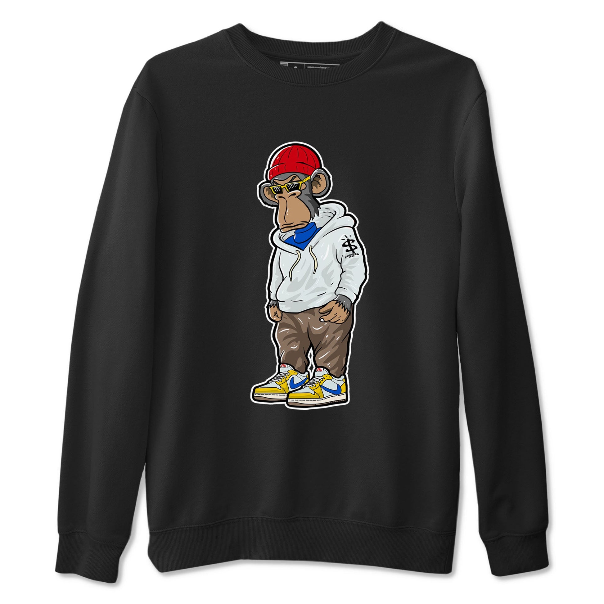 Air Jordan 1 Low x Travis Scott x Canary shirt to match jordans Sneakerhead Monkey sneaker tees AJ1 Travis Scott Canary Streetwear Brand SNRT Sneaker Tees unisex cotton Black 2 crew neck shirt