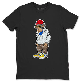 Air Jordan 1 Low x Travis Scott x Canary shirt to match jordans Sneakerhead Monkey sneaker tees AJ1 Travis Scott Canary Streetwear Brand SNRT Sneaker Tees unisex cotton Black 2 crew neck shirt