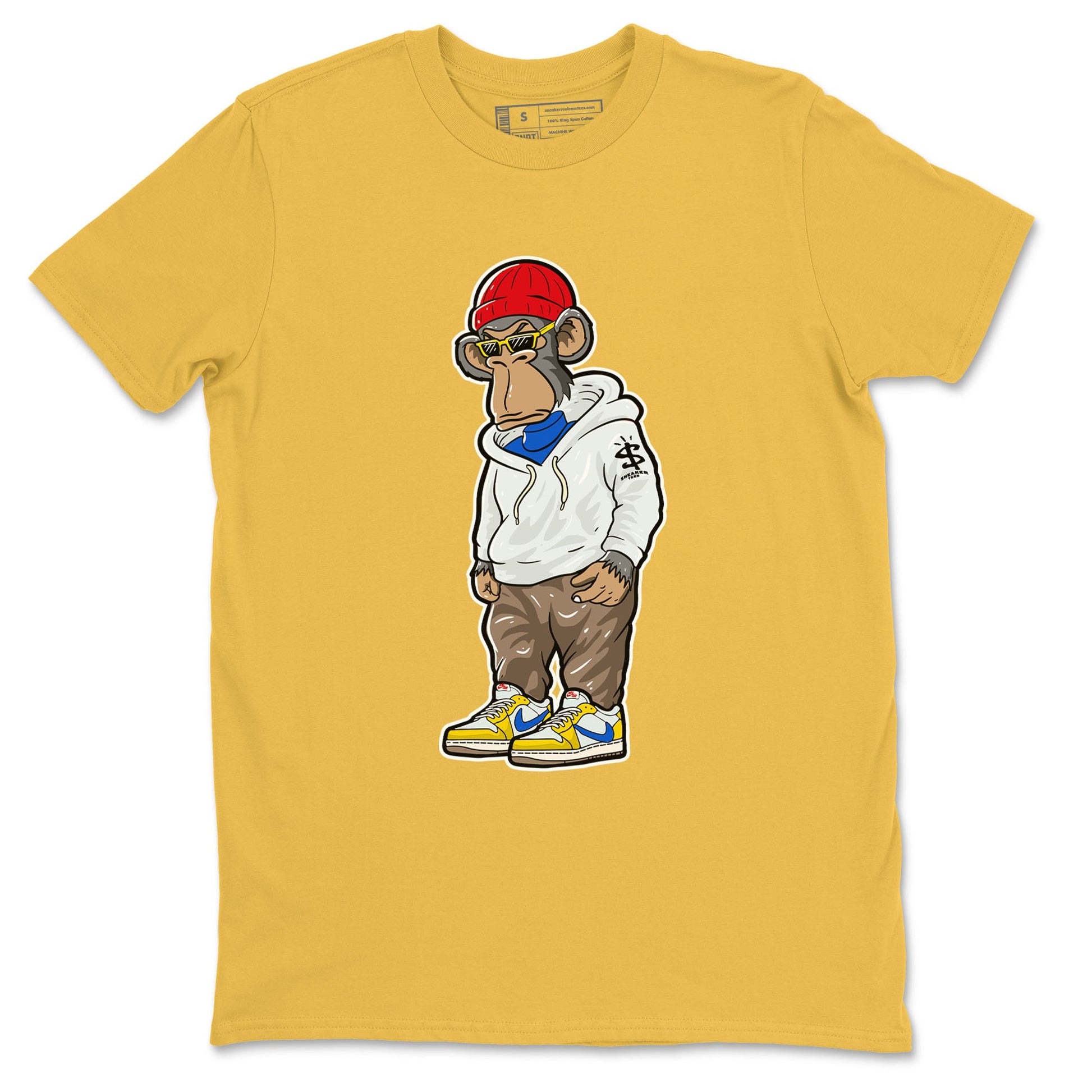 Air Jordan 1 Low x Travis Scott x Canary shirt to match jordans Sneakerhead Monkey sneaker tees AJ1 Travis Scott Canary Streetwear Brand SNRT Sneaker Tees unisex cotton Daisy 2 crew neck shirt