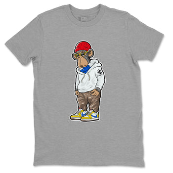 Air Jordan 1 Low x Travis Scott x Canary shirt to match jordans Sneakerhead Monkey sneaker tees AJ1 Travis Scott Canary Streetwear Brand SNRT Sneaker Tees unisex cotton Heather Grey 2 crew neck shirt