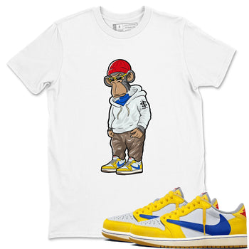 Air Jordan 1 Low x Travis Scott x Canary shirt to match jordans Sneakerhead Monkey sneaker tees AJ1 Travis Scott Canary Streetwear Brand SNRT Sneaker Tees unisex cotton White 1 crew neck shirt
