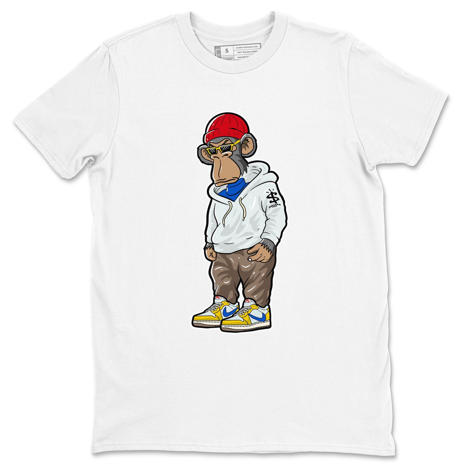 Air Jordan 1 Low x Travis Scott x Canary shirt to match jordans Sneakerhead Monkey sneaker tees AJ1 Travis Scott Canary Streetwear Brand SNRT Sneaker Tees unisex cotton White 2 crew neck shirt