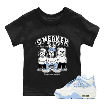 Sneakerhead Social Club baby and kids t-shirt crafted for little sneakerheads to shine with the Air Jordan 4 Aluminum sneakers, displayed in Black 1.