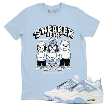 Sneakerhead Social Club sneaker match t-shirt styled to complete your fit with the Air Jordan 4 Aluminum sneakers, shown in Light Blue 1.