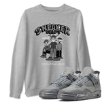 4s Wet Cement shirts to match jordans Sneakerhead Social Club sneaker match tees Air Jordan 4 Wet Cement SNRT Sneaker Release Tees unisex cotton Heather Grey 1 crew neck shirts