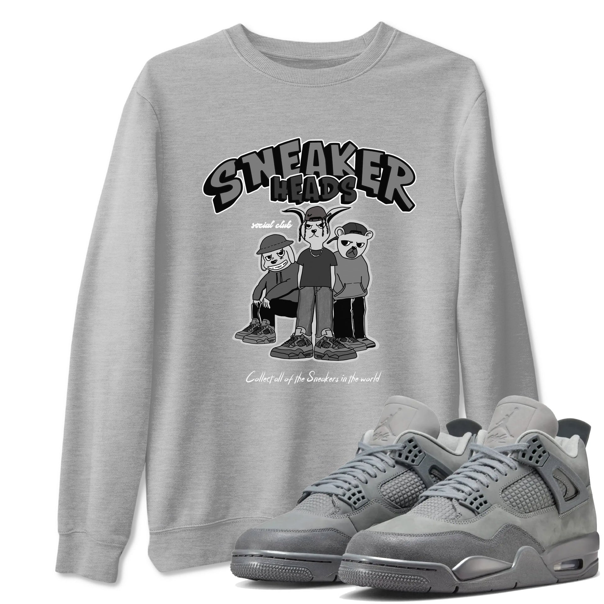 4s Wet Cement shirts to match jordans Sneakerhead Social Club sneaker match tees Air Jordan 4 Wet Cement SNRT Sneaker Release Tees unisex cotton Heather Grey 1 crew neck shirts