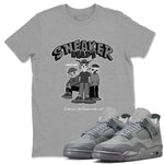 4s Wet Cement shirts to match jordans Sneakerhead Social Club sneaker match tees Air Jordan 4 Wet Cement SNRT Sneaker Release Tees unisex cotton Heather Grey 1 crew neck shirts