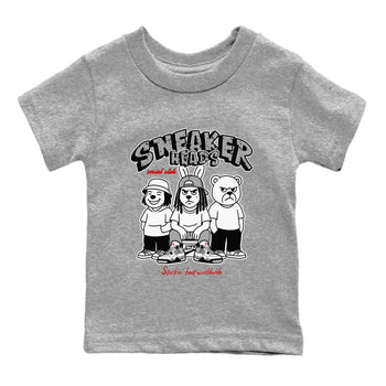 Sneakerhead Social Club baby and kids t-shirt crafted for little sneakerheads to shine with the Air Jordan 4 White Cement sneakers, displayed in Heather Grey 2.